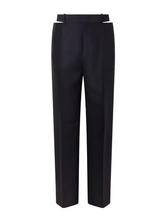 Cut-out Grain De Poudre Wool And Mohair-blend Straight-leg Pants