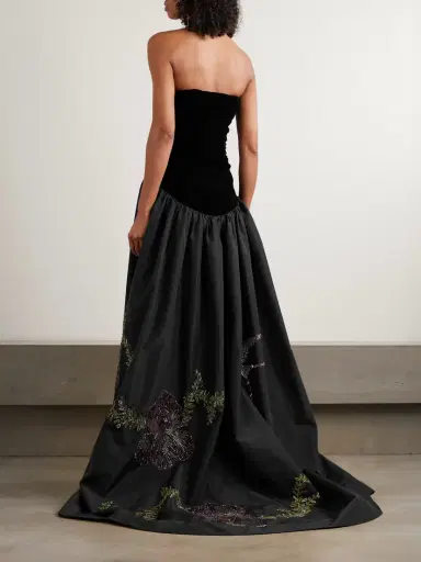 Clio Peppiatt Eden Strapless Embellished Gathered Velvet And Taffeta Gown | Thumbnail 3