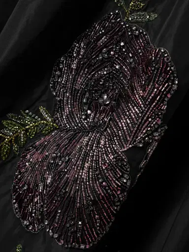 Clio Peppiatt Eden Strapless Embellished Gathered Velvet And Taffeta Gown | Thumbnail 4