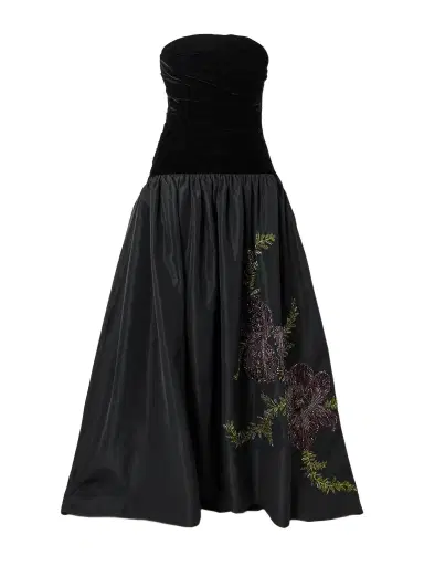 Clio Peppiatt Eden Strapless Embellished Gathered Velvet And Taffeta Gown | Thumbnail 1