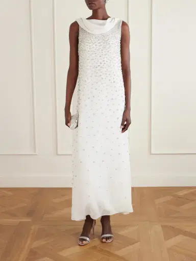 Clio Peppiatt Kaia Scarf-detailed Crystal-embellished Crinkled-chiffon Gown | Thumbnail 2 Clio Peppiatt Kaia Scarf-detailed Crystal-embellished Crinkled-chiffon Gown | Thumbnail 2
