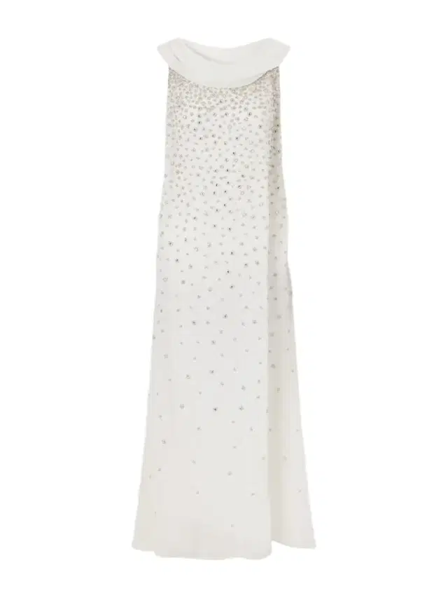 Clio Peppiatt Kaia Scarf-detailed Crystal-embellished Crinkled-chiffon Gown