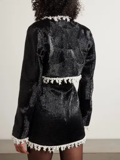 Clio Peppiatt Margot Cropped Embellished Satin Jacket | Thumbnail 3 Clio Peppiatt Margot Cropped Embellished Satin Jacket | Thumbnail 3