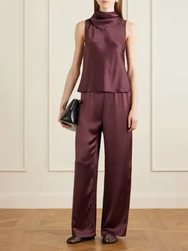 LESET Barb Draped Satin Blouse | Thumbnail 2 LESET Barb Draped Satin Blouse | Thumbnail 2