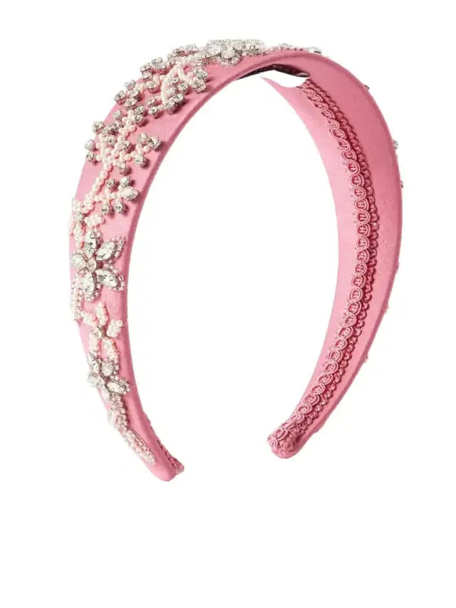 Crystal-embroidered Satin Headband