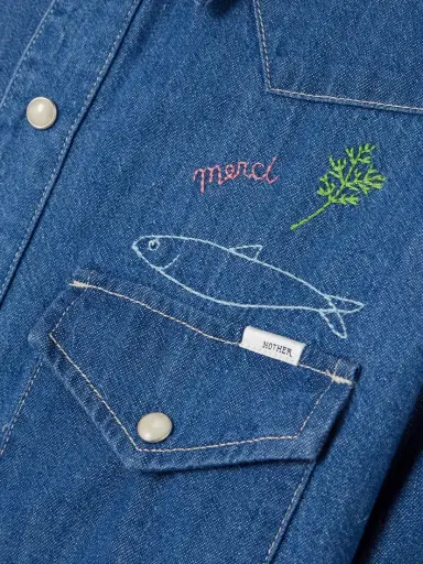 Mother All My Eyes Embroidered Denim Shirt | Thumbnail 4 Mother All My Eyes Embroidered Denim Shirt | Thumbnail 4
