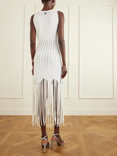 Balmain Fringed Pointelle-knit Midi Dress | Thumbnail 3 Balmain Fringed Pointelle-knit Midi Dress | Thumbnail 3