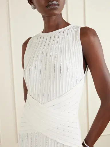 Balmain Fringed Pointelle-knit Midi Dress | Thumbnail 4 Balmain Fringed Pointelle-knit Midi Dress | Thumbnail 4