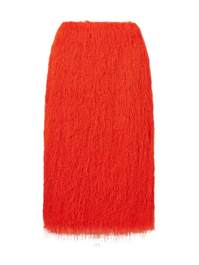 Fringed Knitted Midi Skirt