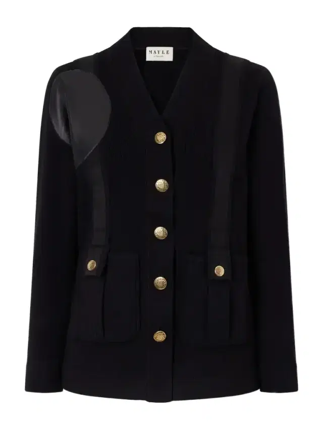 MAISON MAYLE Yates Grosgrain And Leather Trimmed Wool And Cotton-blend Cardigan