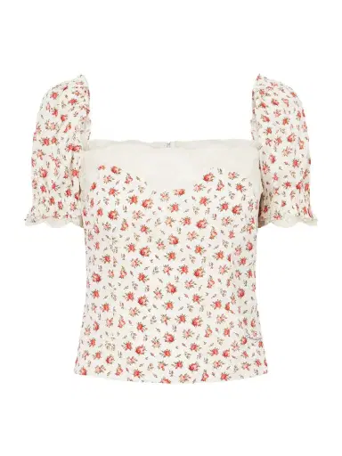Dolce & Gabbana Floral-print Lace-trimmed Silk-blend Blouse | Thumbnail 1