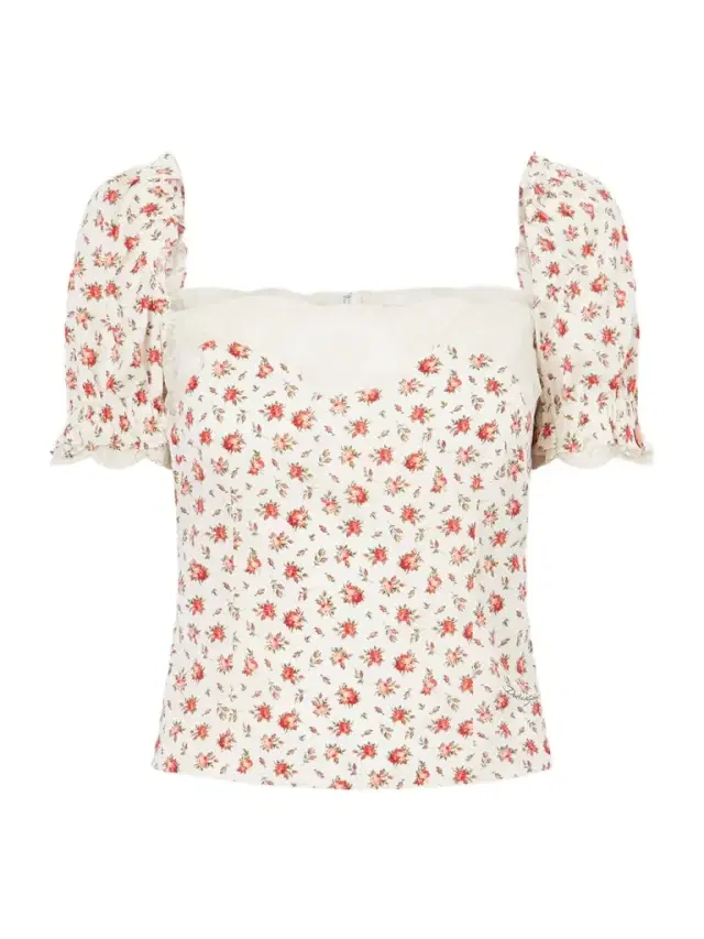 Floral-print Lace-trimmed Silk-blend Blouse