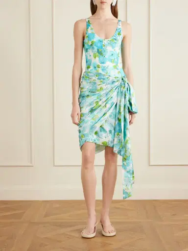 Chloé Floral-print Silk-jacquard Draped Midi Skirt | Thumbnail 2