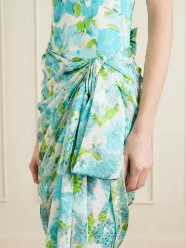 Chloé Floral-print Silk-jacquard Draped Midi Skirt | Thumbnail 4