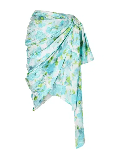 Chloé Floral-print Silk-jacquard Draped Midi Skirt | Thumbnail 1