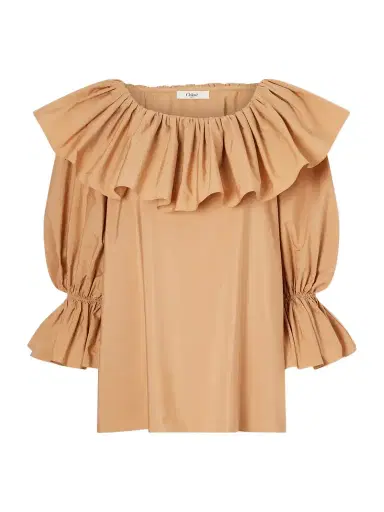 Chloé Ruffled Cotton-poplin Top | Thumbnail 1 Chloé Ruffled Cotton-poplin Top | Thumbnail 1
