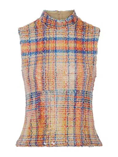 Brandon Maxwell Piper Checked Sequined Mesh Turtleneck Top | Thumbnail 1 Brandon Maxwell Piper Checked Sequined Mesh Turtleneck Top | Thumbnail 1