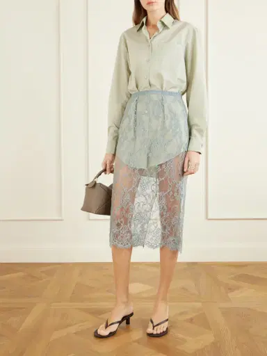 Acne Studios Lace-trimmed Cotton And Silk-blend Midi Dress | Thumbnail 2