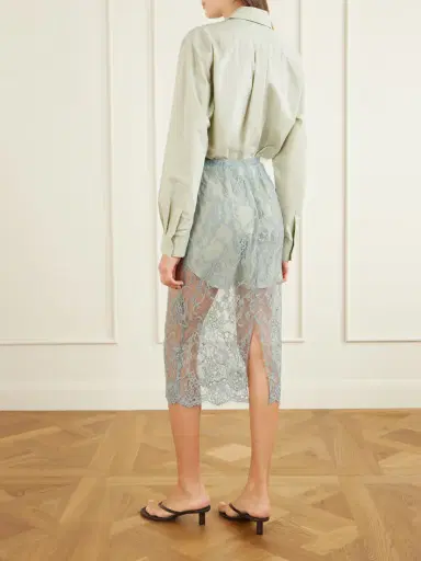 Acne Studios Lace-trimmed Cotton And Silk-blend Midi Dress | Thumbnail 3
