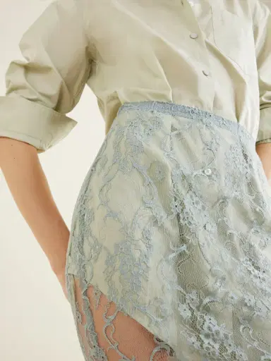 Acne Studios Lace-trimmed Cotton And Silk-blend Midi Dress | Thumbnail 4