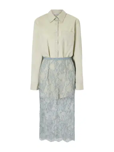 Acne Studios Lace-trimmed Cotton And Silk-blend Midi Dress | Thumbnail 1