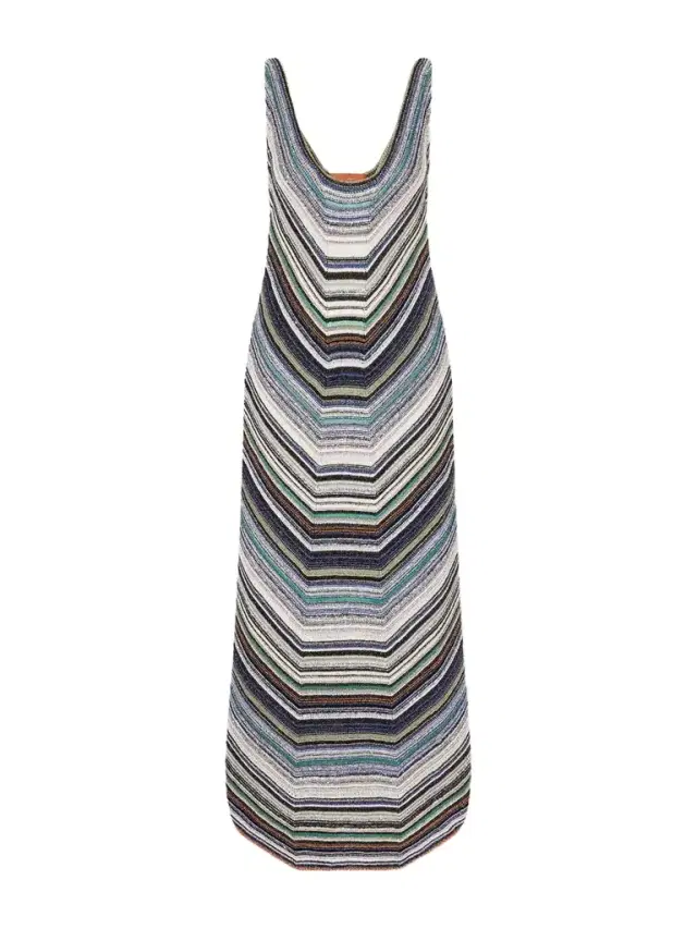 Missoni Striped Metallic Crochet-knit Midi Dress