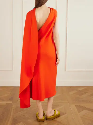 Balenciaga Cape-effect Draped Wool And Silk-blend Crepe Midi Dress | Thumbnail 3 Balenciaga Cape-effect Draped Wool And Silk-blend Crepe Midi Dress | Thumbnail 3
