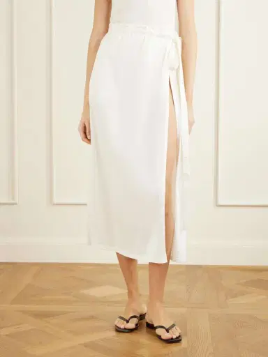 TOTEME Silk And Cotton-blend Wrap Midi Skirt | Thumbnail 3 TOTEME Silk And Cotton-blend Wrap Midi Skirt | Thumbnail 3