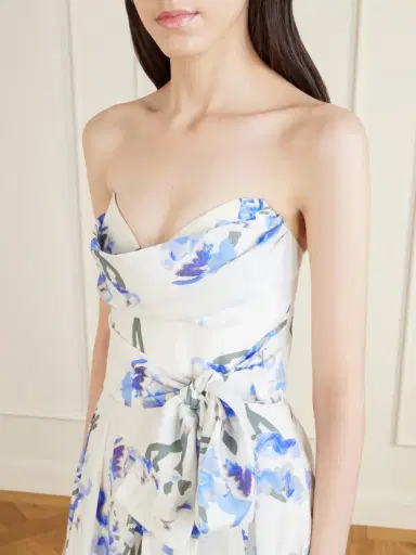 Rebecca Vallance Bluebell Belted Draped Floral-print Organza Midi Dress | Thumbnail 4