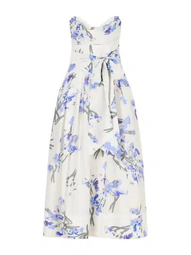 Rebecca Vallance Bluebell Belted Draped Floral-print Organza Midi Dress | Thumbnail 1