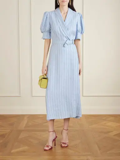 Rebecca Vallance Effie Belted Striped Linen-blend Midi Dress | Thumbnail 2 Rebecca Vallance Effie Belted Striped Linen-blend Midi Dress | Thumbnail 2