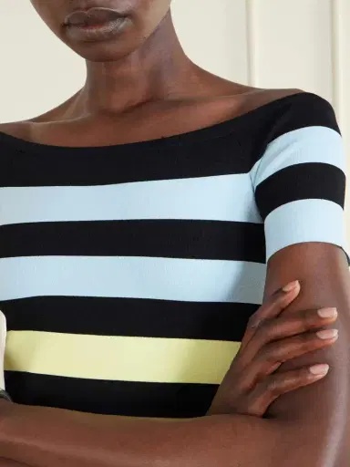 Christopher John Rogers Off-the-shoulder Striped Jersey Top | Thumbnail 4 Christopher John Rogers Off-the-shoulder Striped Jersey Top | Thumbnail 4