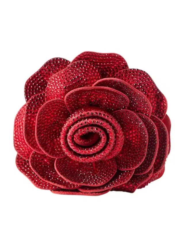 Soft Rose Crystal-embellished Satin Clutch