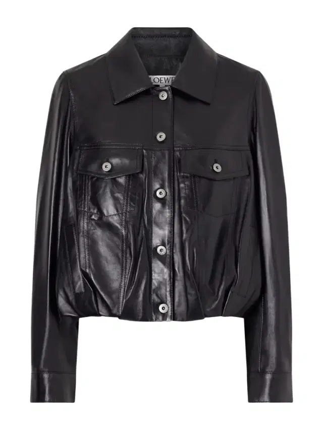 Gathered Leather Jacket