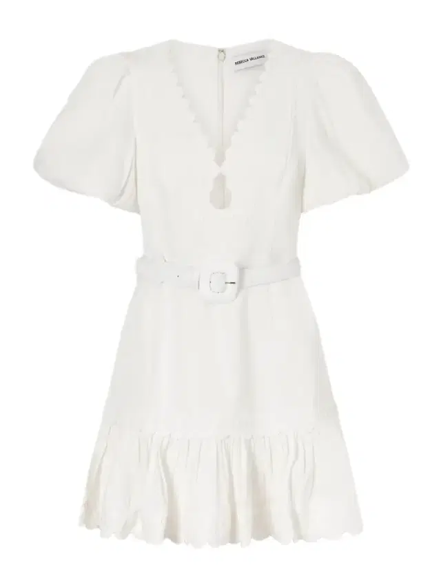 Kahlia Ruffled Scalloped Linen-blend Mini Dress