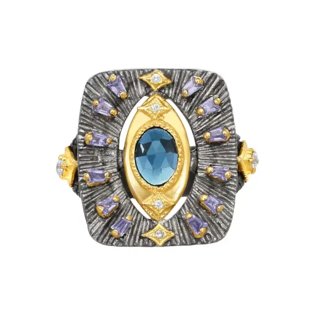 Armenta Armenta 18K Yellow Gold & Grey Sterling Silver Multi-Gemstone Ring Sz. 7 by The Solist