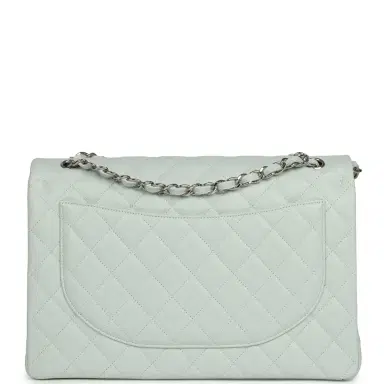 Chanel Chanel Maxi Classic Double Flap Bag Light Blue Shiny Caviar Silver Hardware | Thumbnail 4 Chanel Chanel Maxi Classic Double Flap Bag Light Blue Shiny Caviar Silver Hardware | Thumbnail 4