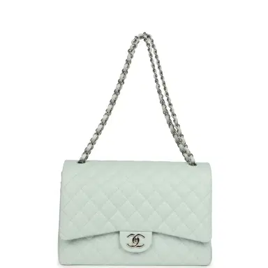 Chanel Chanel Maxi Classic Double Flap Bag Light Blue Shiny Caviar Silver Hardware | Thumbnail 7 Chanel Chanel Maxi Classic Double Flap Bag Light Blue Shiny Caviar Silver Hardware | Thumbnail 7