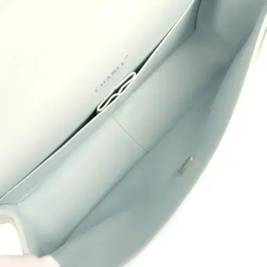 Chanel Chanel Maxi Classic Double Flap Bag Light Blue Shiny Caviar Silver Hardware | Thumbnail 9 Chanel Chanel Maxi Classic Double Flap Bag Light Blue Shiny Caviar Silver Hardware | Thumbnail 9