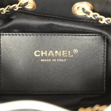 Chanel Chanel Mini 25 Hobo Bag Black Raffia and White Calfskin Antique Gold Hardware | Thumbnail 9