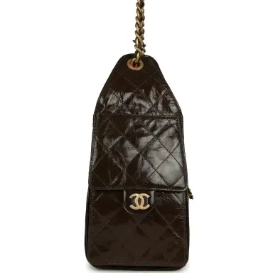 Chanel Chanel Small 25 Hobo Bag Khaki Shiny Aged Crumpled Calfskin Antique Gold Hardware | Thumbnail 3