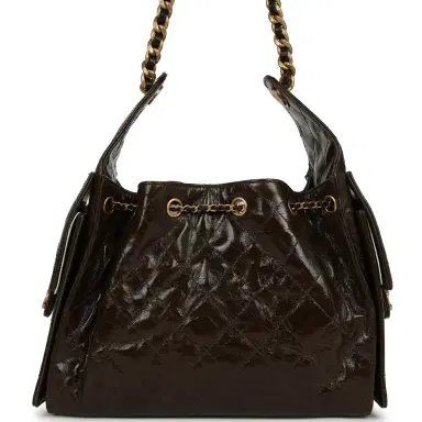 Chanel Chanel Small 25 Hobo Bag Khaki Shiny Aged Crumpled Calfskin Antique Gold Hardware | Thumbnail 4