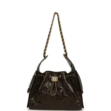 Chanel Chanel Small 25 Hobo Bag Khaki Shiny Aged Crumpled Calfskin Antique Gold Hardware | Thumbnail 6