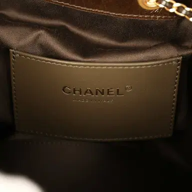 Chanel Chanel Small 25 Hobo Bag Khaki Shiny Aged Crumpled Calfskin Antique Gold Hardware | Thumbnail 9
