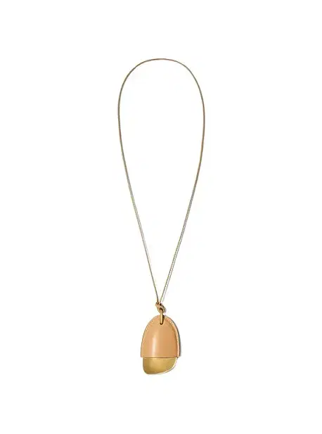 Michael Kors Collection Brushed Brass and Leather Wrapped Pendant Necklace