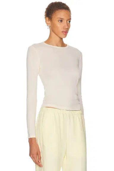 ENZA COSTA Fine Supima Cotton Long Sleeve Crewneck Top | Thumbnail 2