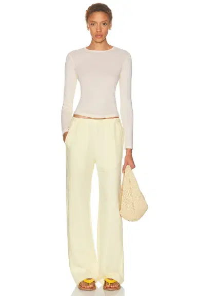 ENZA COSTA Fine Supima Cotton Long Sleeve Crewneck Top | Thumbnail 4