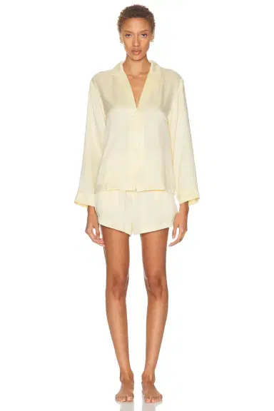Lunya Washable Silk Button Up Long Sleeve Short Pajama Set | Thumbnail 1 Lunya Washable Silk Button Up Long Sleeve Short Pajama Set | Thumbnail 1