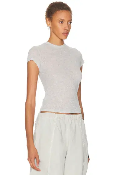 Skims Sheer Cotton Crewneck Standard T-Shirt | Thumbnail 2