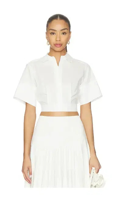 SIMKHAI Sabrina Short Sleeve Crop Top | Thumbnail 1